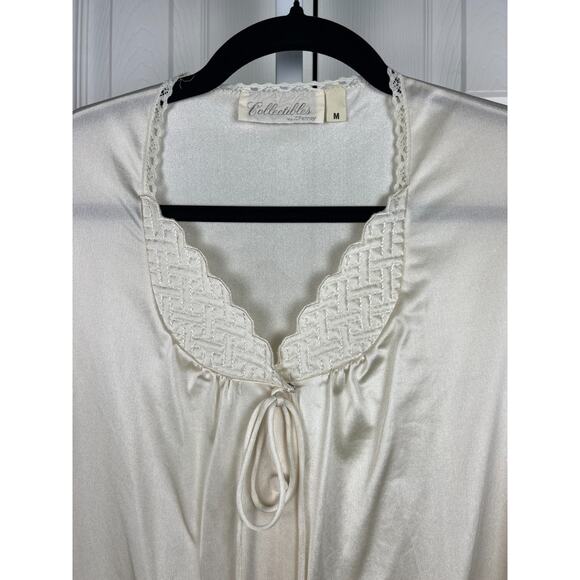 Vintage Cream Satin Button Down Collectible By JC Penny Made In USA Robe Medium - Picture 2 of 10